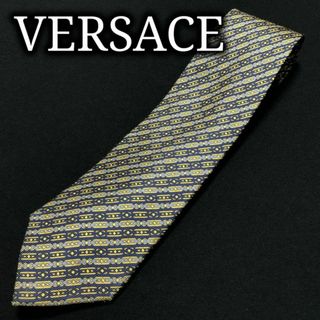 ジャンニヴェルサーチ(Gianni Versace)のヴェルサーチ 切替レジメンタル ネイビー ネクタイ 黒タグ A105-N20(ネクタイ)