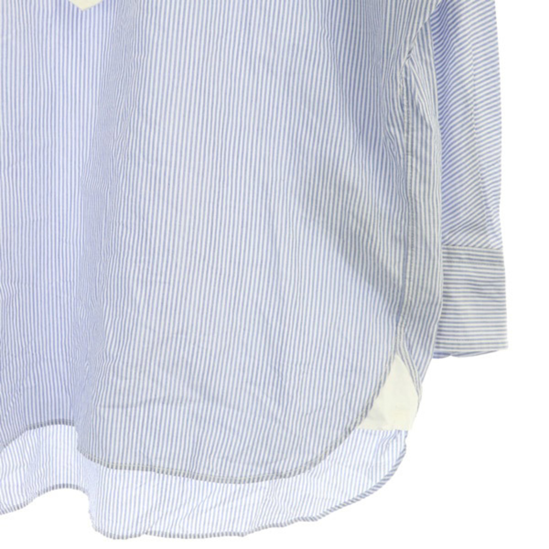 Drawer(ドゥロワー)のドゥロワー ブラウス シャツ 長袖 プルオーバー バンドカラー ストライプ 切替 レディースのトップス(シャツ/ブラウス(長袖/七分))の商品写真