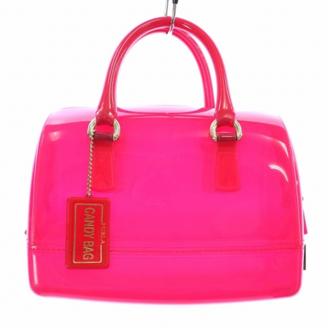 FURLA キャンディバッグ ハンドバッグ ビニール ゴールド金具 ピンク