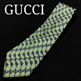 グッチ(Gucci)のグッチ リーフ ネイビー＆グリーン ネクタイ A105-N21(ネクタイ)