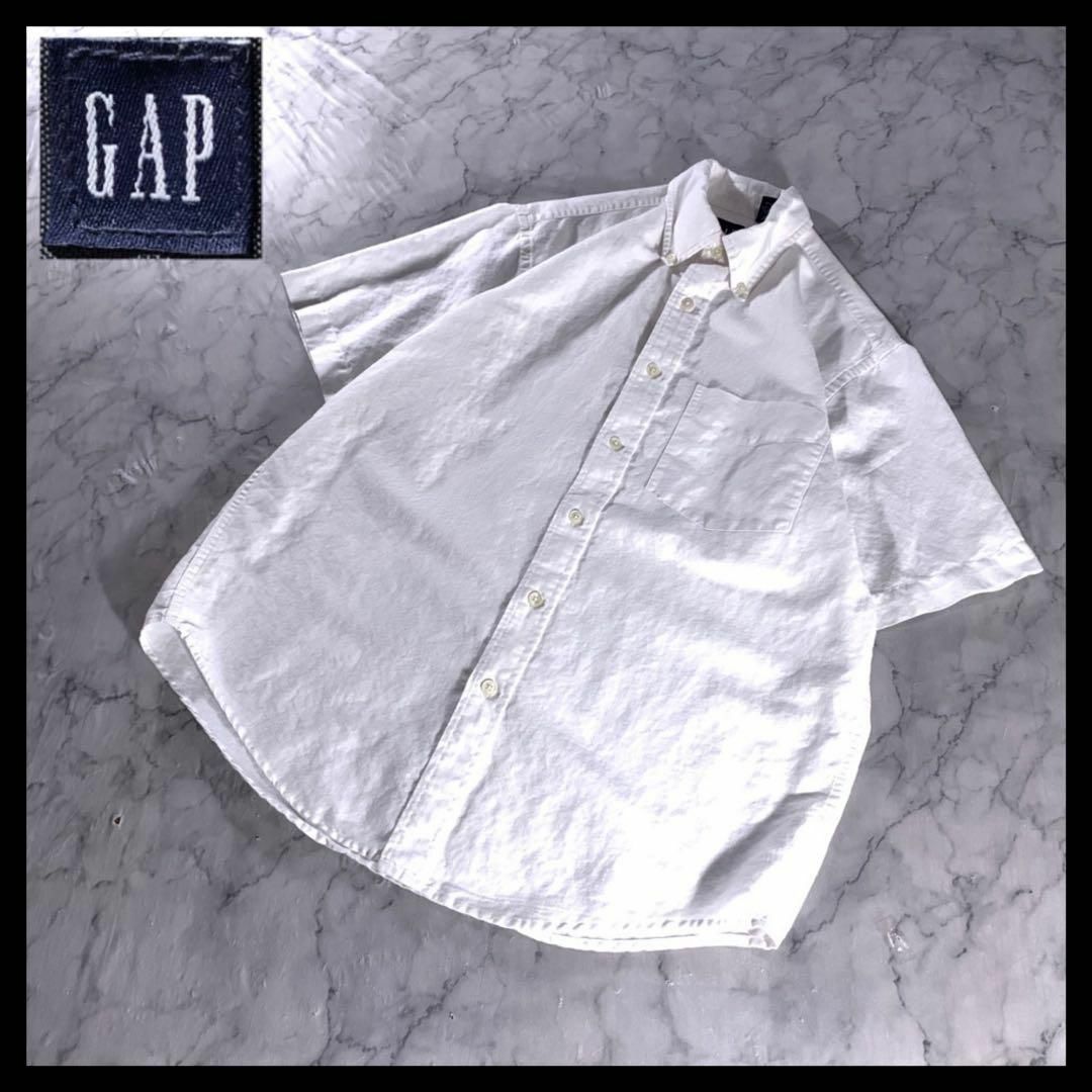 GAP(ギャップ)の90s 00s 古着 オールドギャップ BD コットン リネンシャツ 半袖 白 メンズのトップス(シャツ)の商品写真