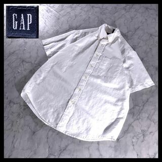 ギャップ(GAP)の90s 00s 古着 オールドギャップ BD コットン リネンシャツ 半袖 白(シャツ)
