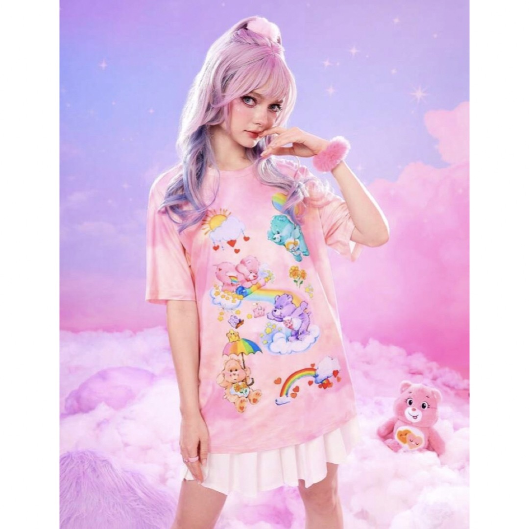 CareBears - ケアベア Tシャツ 半袖 オーバーサイズ タイダイ ピンク M