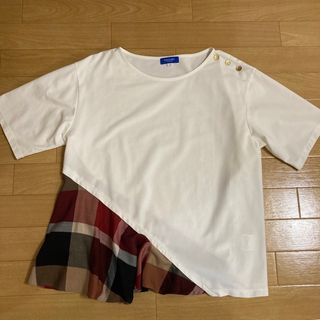 ブルーレーベルクレストブリッジ(BLUE LABEL CRESTBRIDGE)のブルーレーベルクレストブリッジ☆赤チェックフリル★Tシャツ38(Tシャツ(半袖/袖なし))