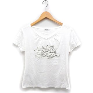 ジユウク(自由区)の自由区 オンワード樫山 プリント Tシャツ カットソー 半袖 Vネック 40(カットソー(半袖/袖なし))