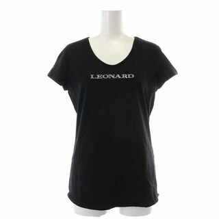 レオナール(LEONARD)のレオナール FASHION Tシャツ カットソー Uネック ロゴ 38 M 黒(Tシャツ(半袖/袖なし))