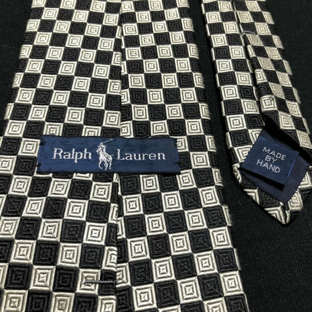 Ralph Lauren(ラルフローレン)のラルフローレン チェック ブラック＆グレー ネクタイ A105-P25 メンズのファッション小物(ネクタイ)の商品写真