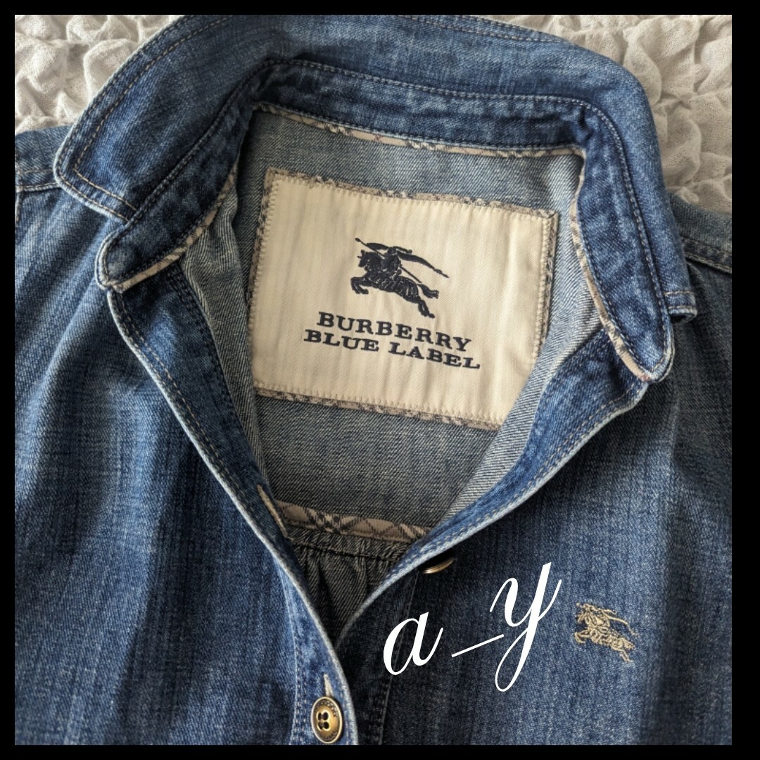 BURBERRY BLUE LABEL(バーバリーブルーレーベル)の【状態良好】バーバリーブルーレーベル☆希少USED加工デニムワンピース レディースのワンピース(ひざ丈ワンピース)の商品写真