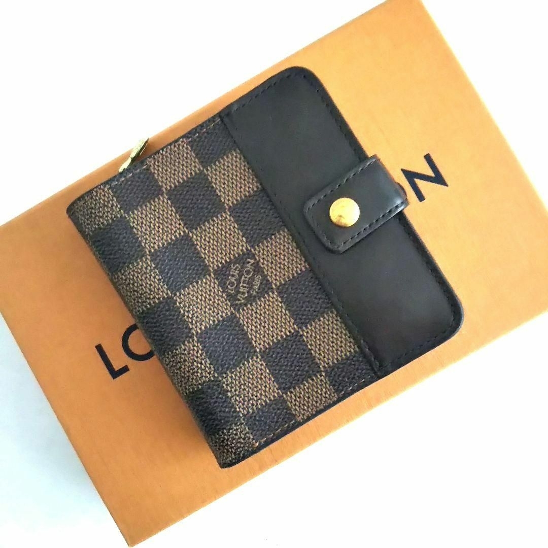 LOUIS VUITTON - 【美品】ダミエ エベヌ コンパクトジップ 二つ折り