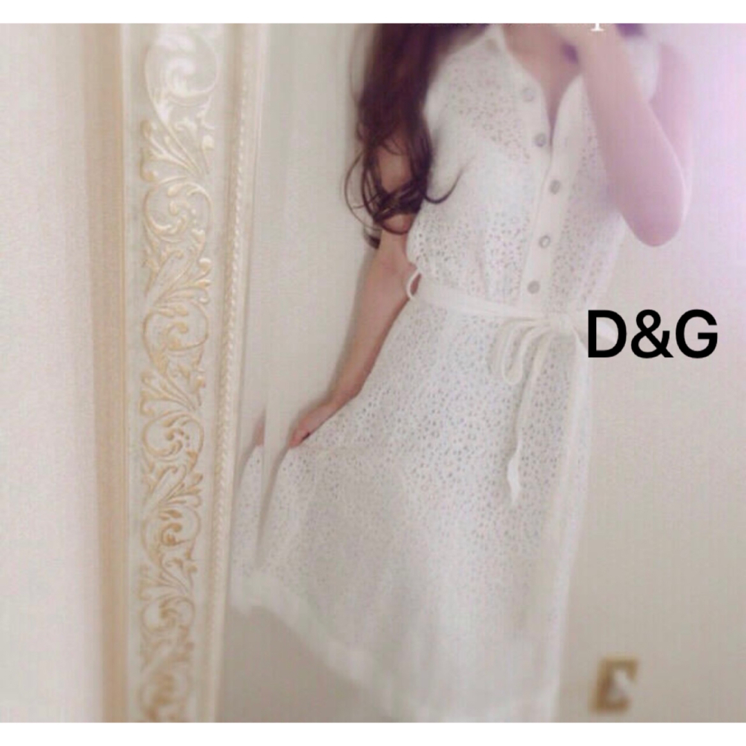 ひざ丈ワンピースD&G♡ 総レース　フラワー レース　ワンピース