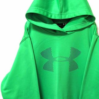 UNDER ARMOUR - アンダーアーマー ロゴ パーカー グリーン 緑色 古着の