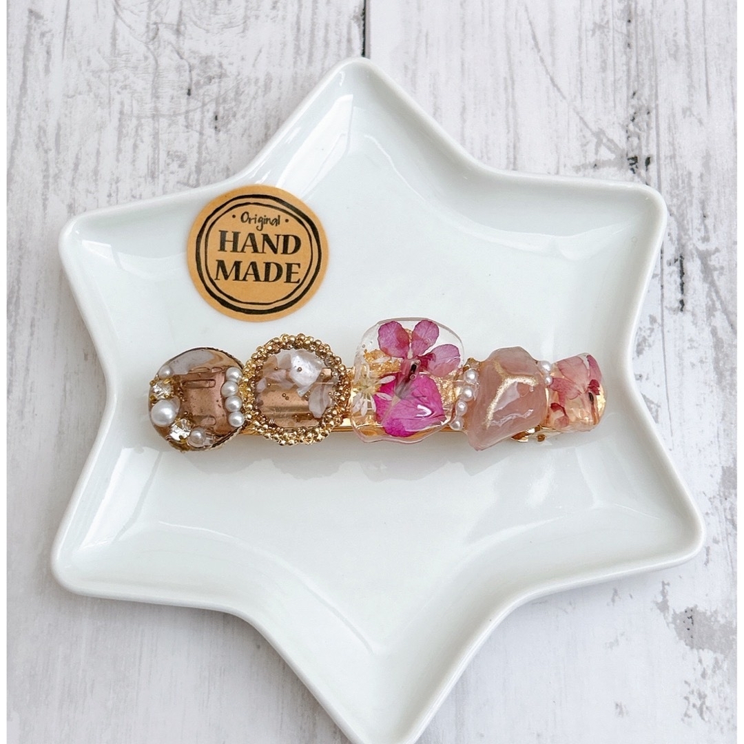 ハンドメイド レジン バレッタ 押し花 ドライフラワー ビジュー ハンドメイド レジン バレッタ 押し花 ドライフラワー ビジュー