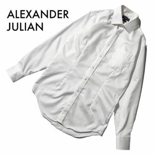 アレキサンダージュリアン(ALEXANDER JULIAN)の美品 アレキサンダージュリアン ビジネスシャツ M 白 タカキュー イージーケア(シャツ)