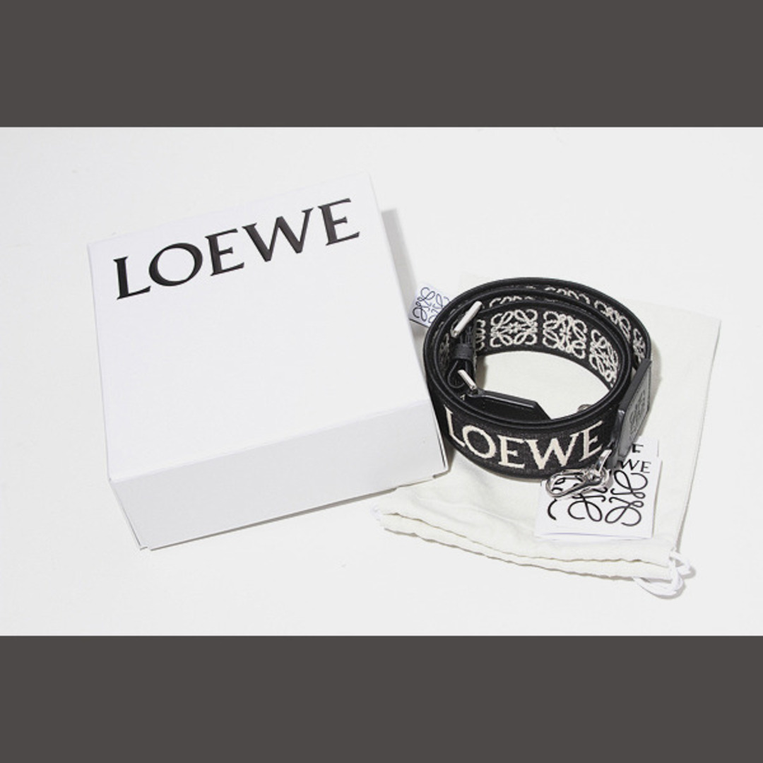 美品 LOEWE ロエベ アナグラム ストラップ (ジャカード&カーフ) 黒