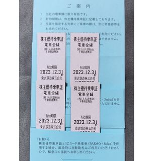 東武鉄道株主優待乗車券4枚(鉄道乗車券)