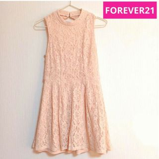 フォーエバートゥエンティーワン(FOREVER 21)のFOREVER21 総レース ワンピース サーモンピンク  US.Sサイズ(ミニワンピース)