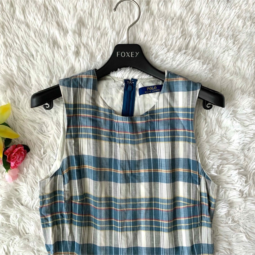 POLO RALPH LAUREN(ポロラルフローレン)の【美品】ポロラルフローレン 膝丈 ワンピース チェック 総柄 マルチカラー M レディースのワンピース(ひざ丈ワンピース)の商品写真