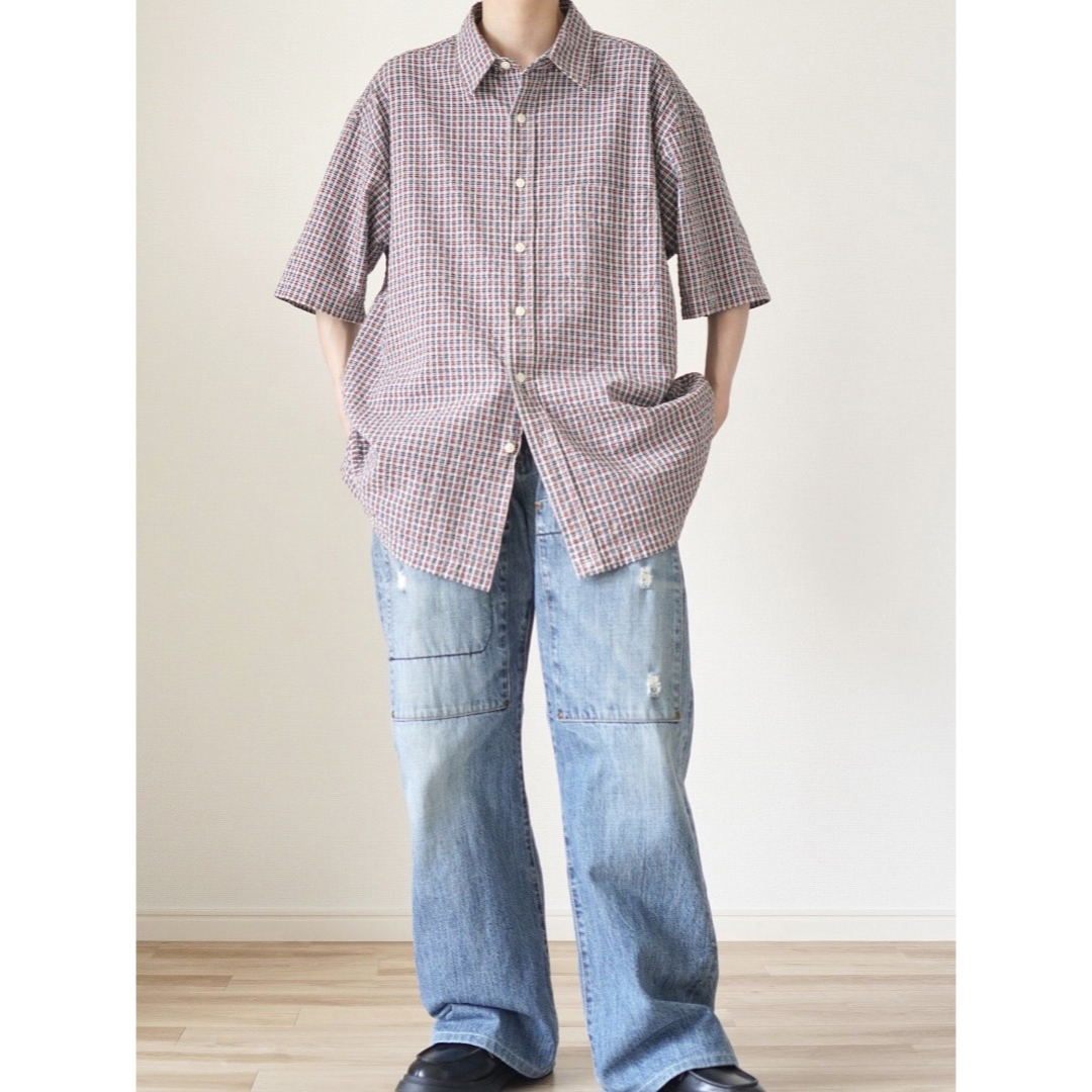 90s〜00s OLD J.CREW 半袖 チェックシャツ 白タグ - シャツ