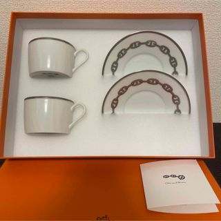 エルメス(Hermes)のエルメス　シェーヌダンクル　プラチナ　カップ&ソーサー　ペア(食器)