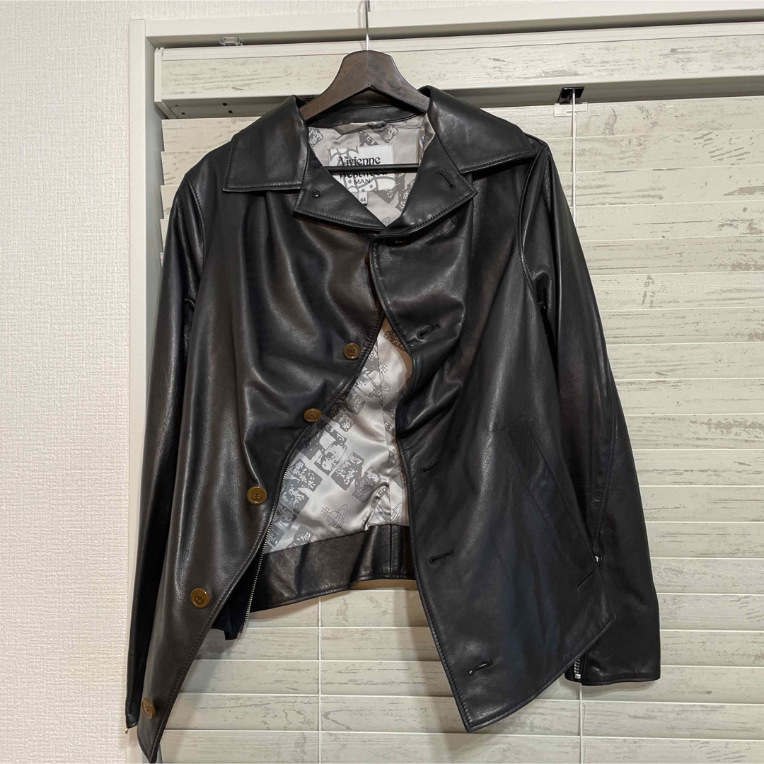 チェック柄☆美品☆ Vivienne Westwood Man レザー　ウール　ジャケット