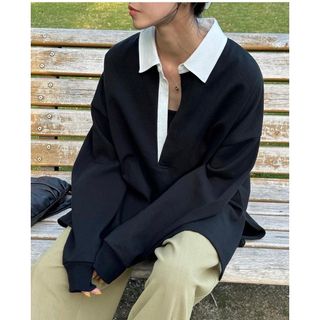 CLANE 新品♡ DEEP NECK WIDE RUGBY SHIRT♡