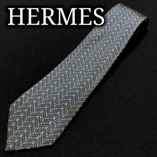 エルメス(Hermes)のエルメス ウェーブ グリーン＆ネイビー ネクタイ A105-U24(ネクタイ)