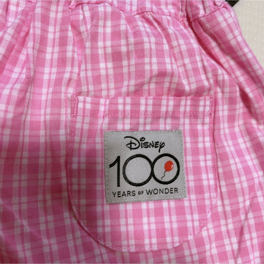 Disney(ディズニー)のディズニー100周年　ミニー　チェック　パンツ　110 ピンク キッズ/ベビー/マタニティのキッズ服女の子用(90cm~)(パンツ/スパッツ)の商品写真