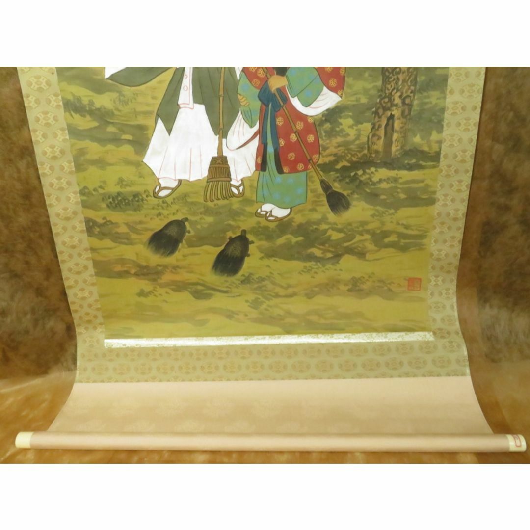 大幅掛軸 五十嵐『高砂』日本画 絹本 肉筆 掛け軸 N10092 エンタメ/ホビーの美術品/アンティーク(絵画/タペストリー)の商品写真