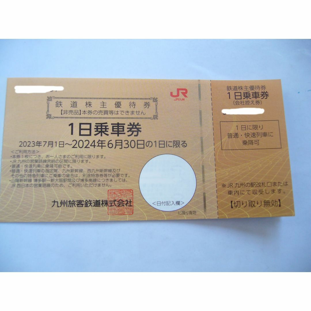 JR九州 鉄道株主優待券3枚（１日乗車券）のサムネイル
