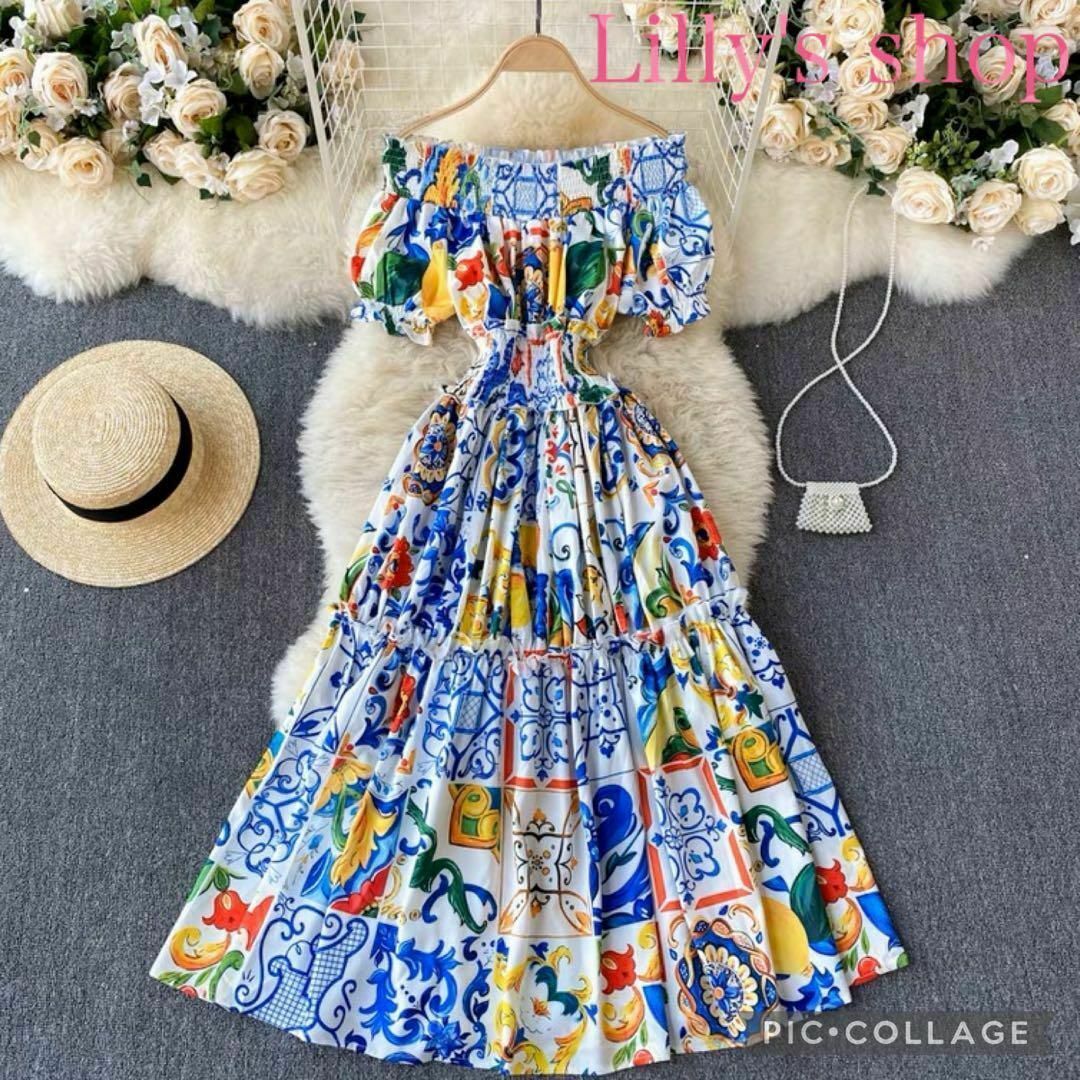 春夏コーデ❤️ロングワンピース ひざ丈 オフショルダー ドレス ...