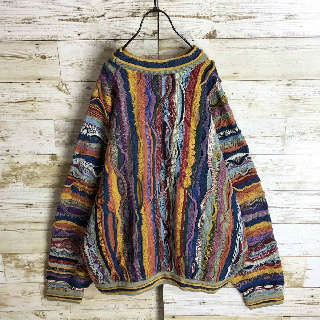 【幻の1点モノ】クージーCOOGI ジップモデル　XL 立体 編込み 3Dニット