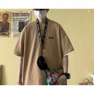 XL ビッグシルエット ペイズリー 半袖 Tシャツ ストリート ベージュ メンズ(Tシャツ/カットソー(半袖/袖なし))