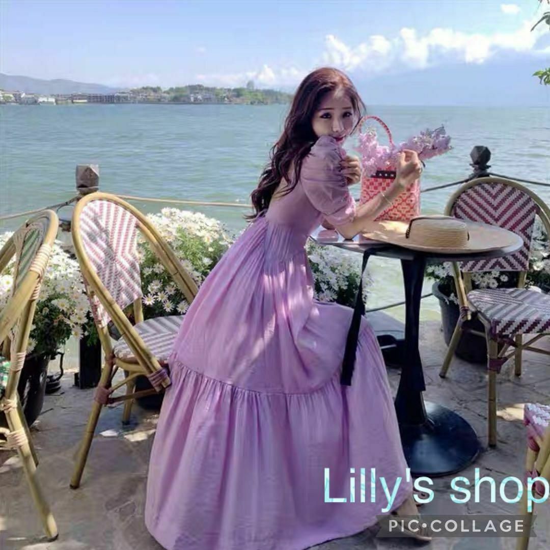 春夏コーデ❤️ロングワンピース ドレス パーティー 半袖 リゾート