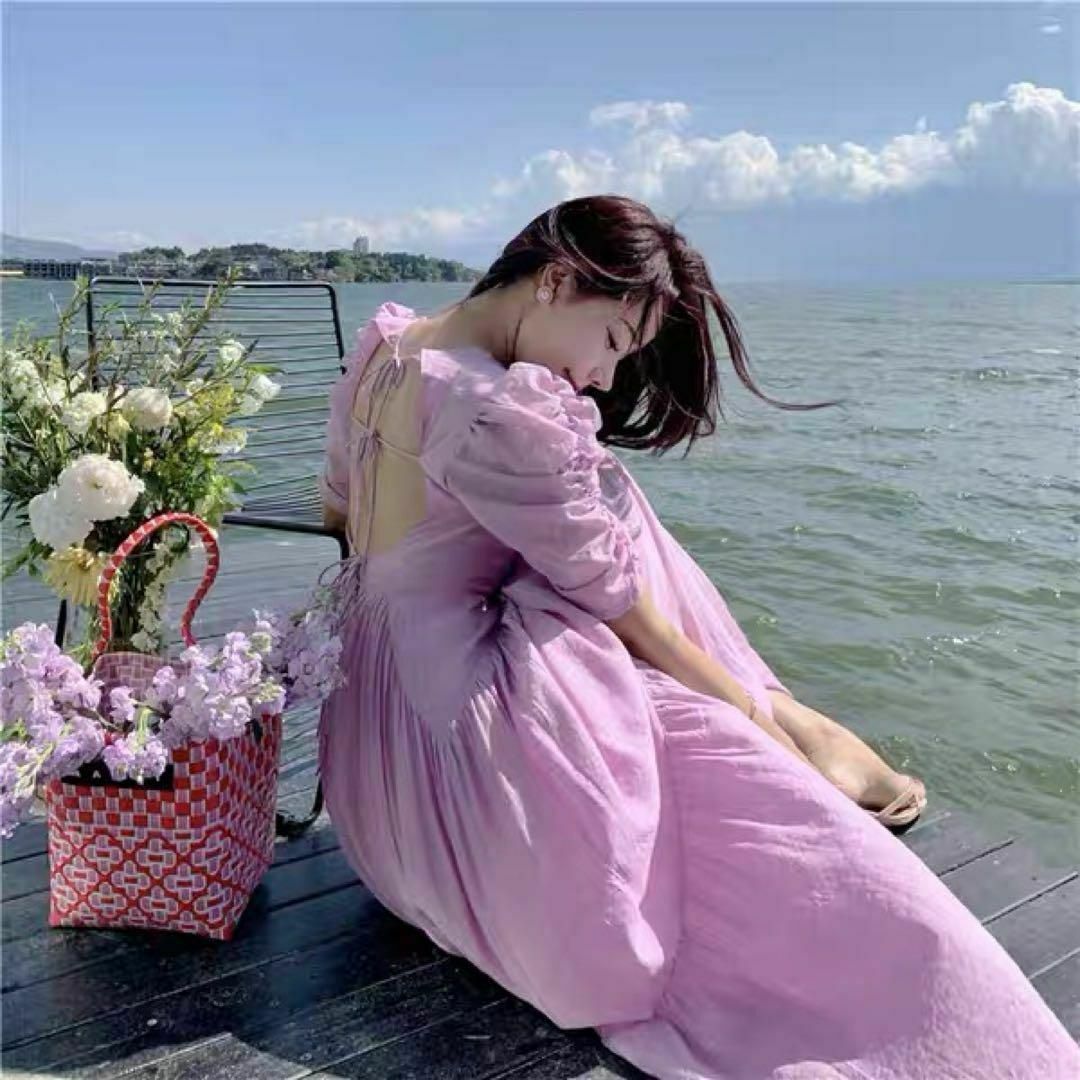 春夏コーデ❤️ロングワンピース ドレス パーティー 半袖 リゾート 2