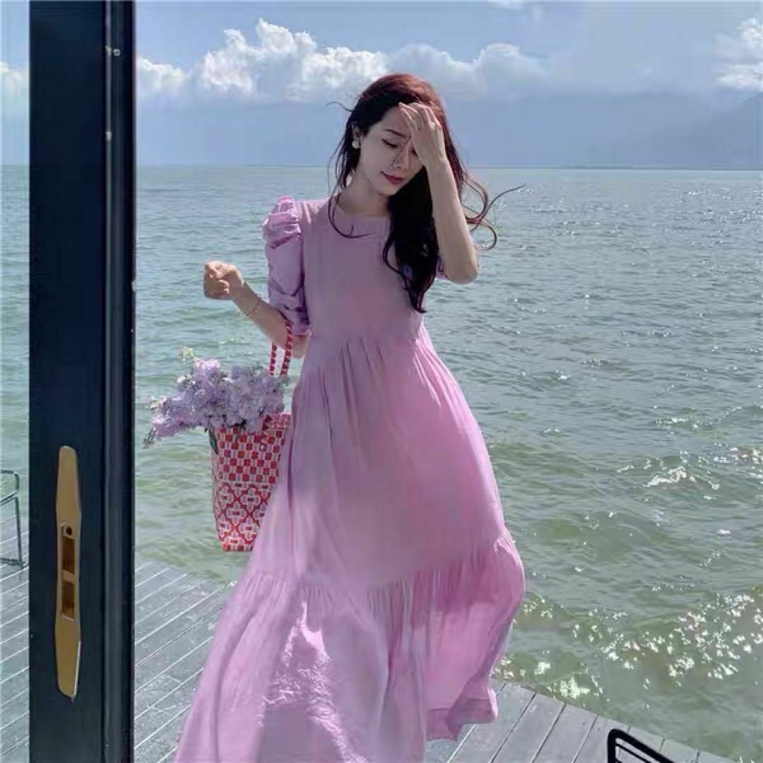 春夏コーデ❤️ロングワンピース ドレス パーティー 半袖 リゾート 4