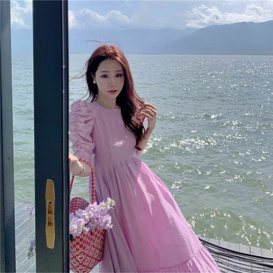 春夏コーデ❤️ロングワンピース ドレス パーティー 半袖 リゾート 6