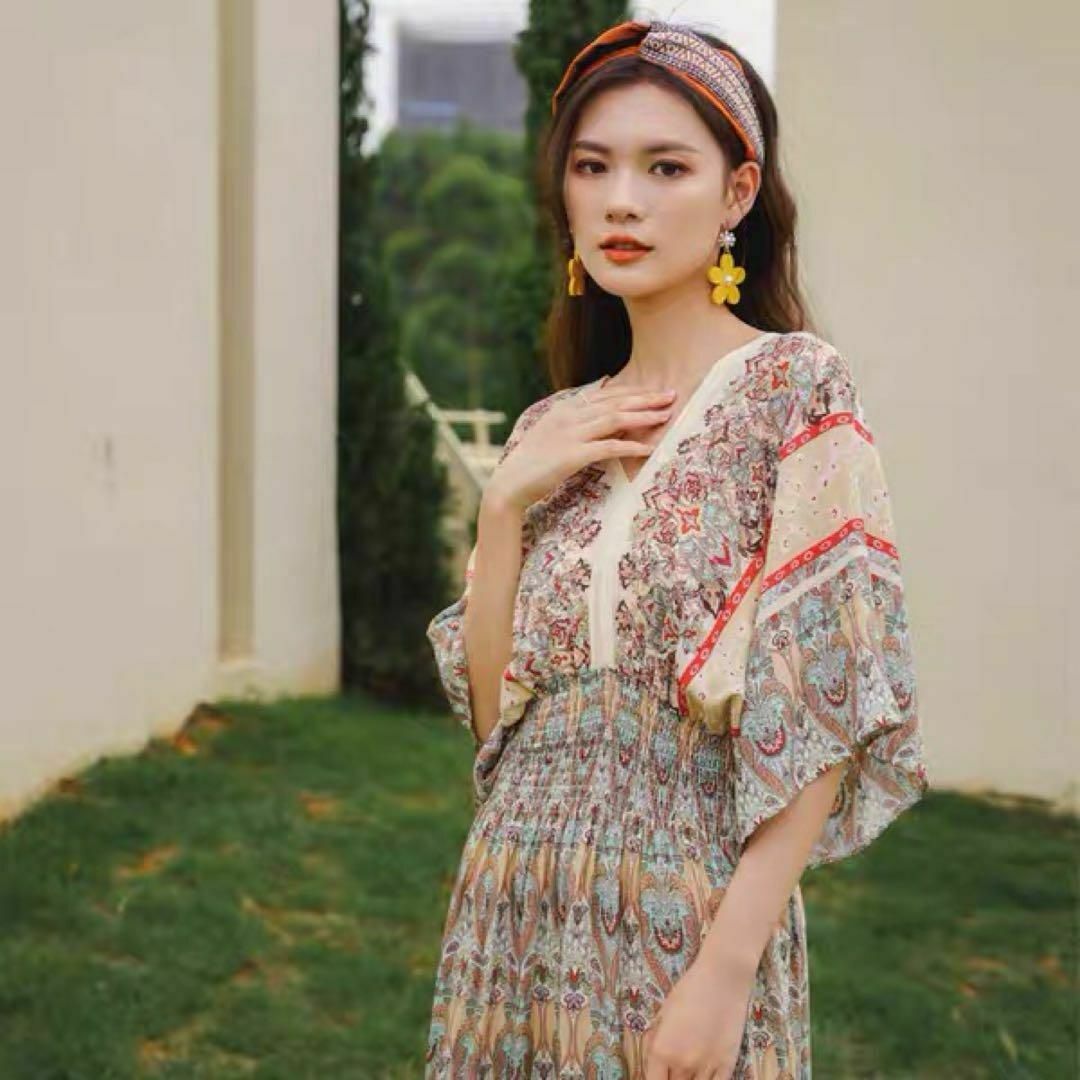 春夏コーデ❤️ロングワンピース ドレス パーティー 半袖 リゾート