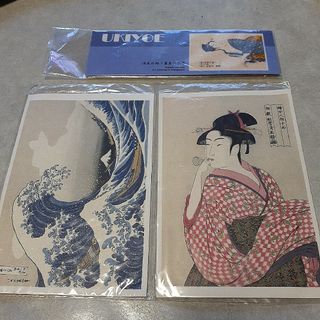 浮世絵ハガキと栞(使用済み切手/官製はがき)