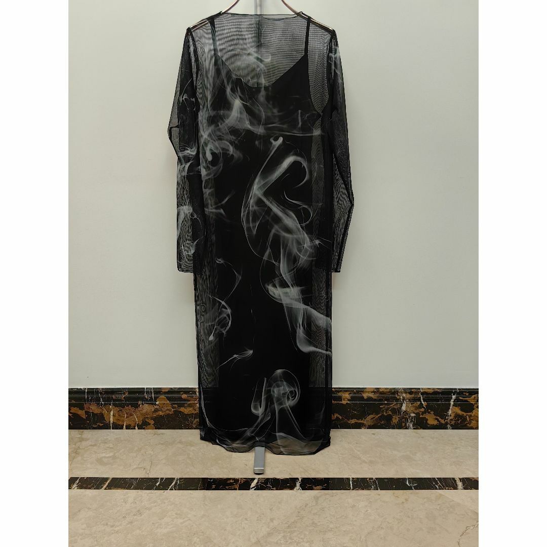 AMERI CURL OF SMOKE SHEER DRESS