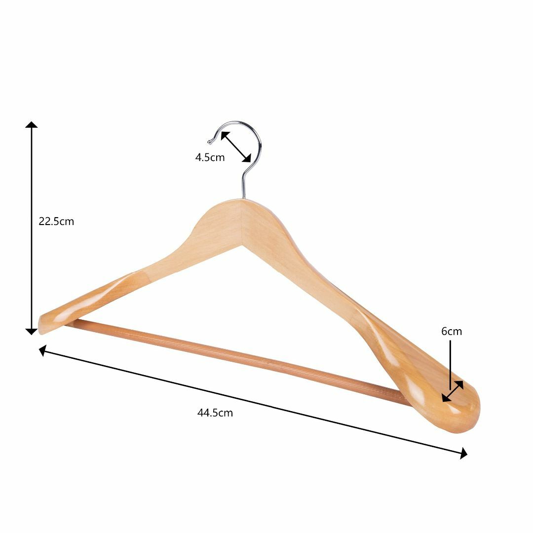 木製ハンガーセット 洋服 スーツ コート用ハンガー 手作 天然高級木 (ナチュラ
