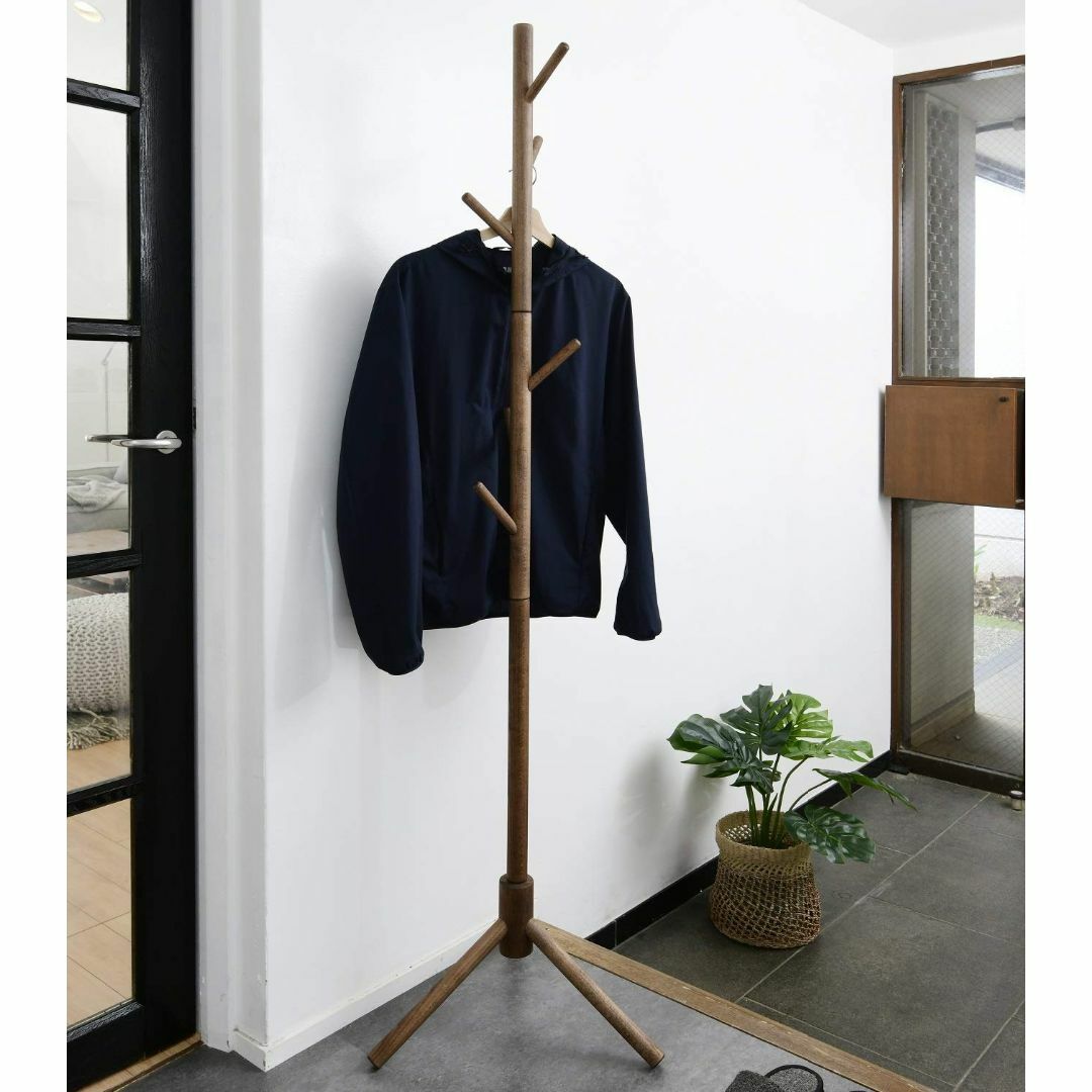 [山善] ポールハンガー (木製) 衣類収納 幅45×奥行40×高さ124.5/