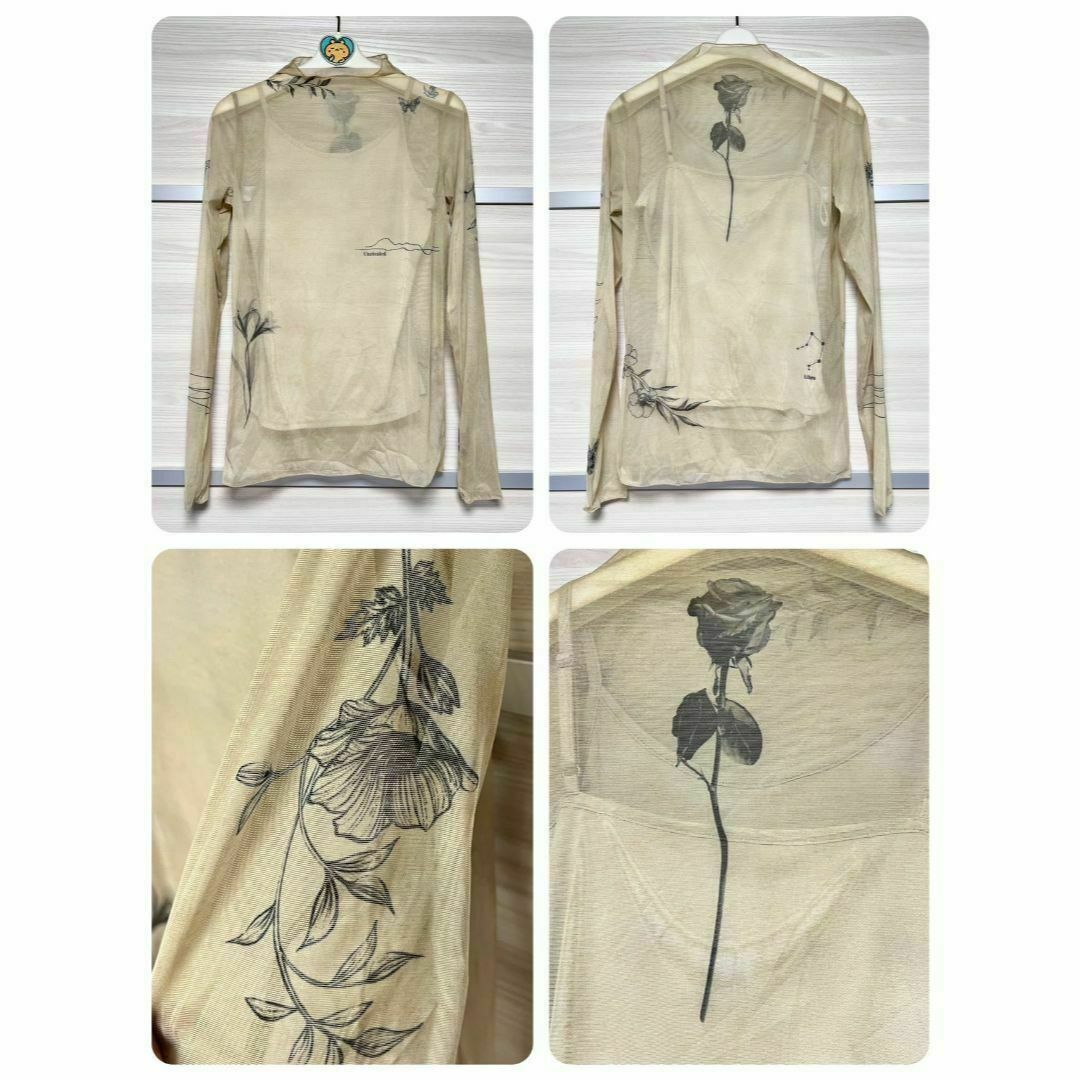 Ameri  アメリ MEDI FLOWER TATTOO SHEER TOP