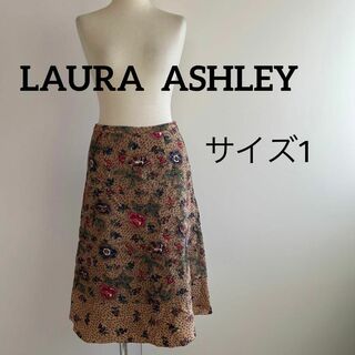 ローラアシュレイ(LAURA ASHLEY)のLAURA ASHLEY 花柄スカート　サイズ1(ひざ丈スカート)