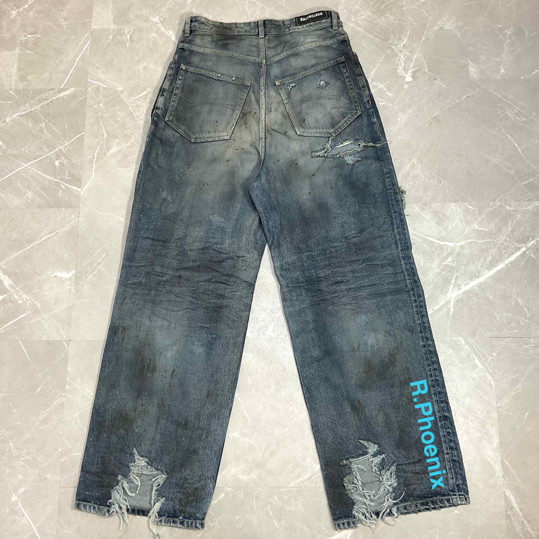 Balenciaga(バレンシアガ)のBALENCIAGA DISTRESSED WIDE LEG JEANS XS メンズのパンツ(デニム/ジーンズ)の商品写真