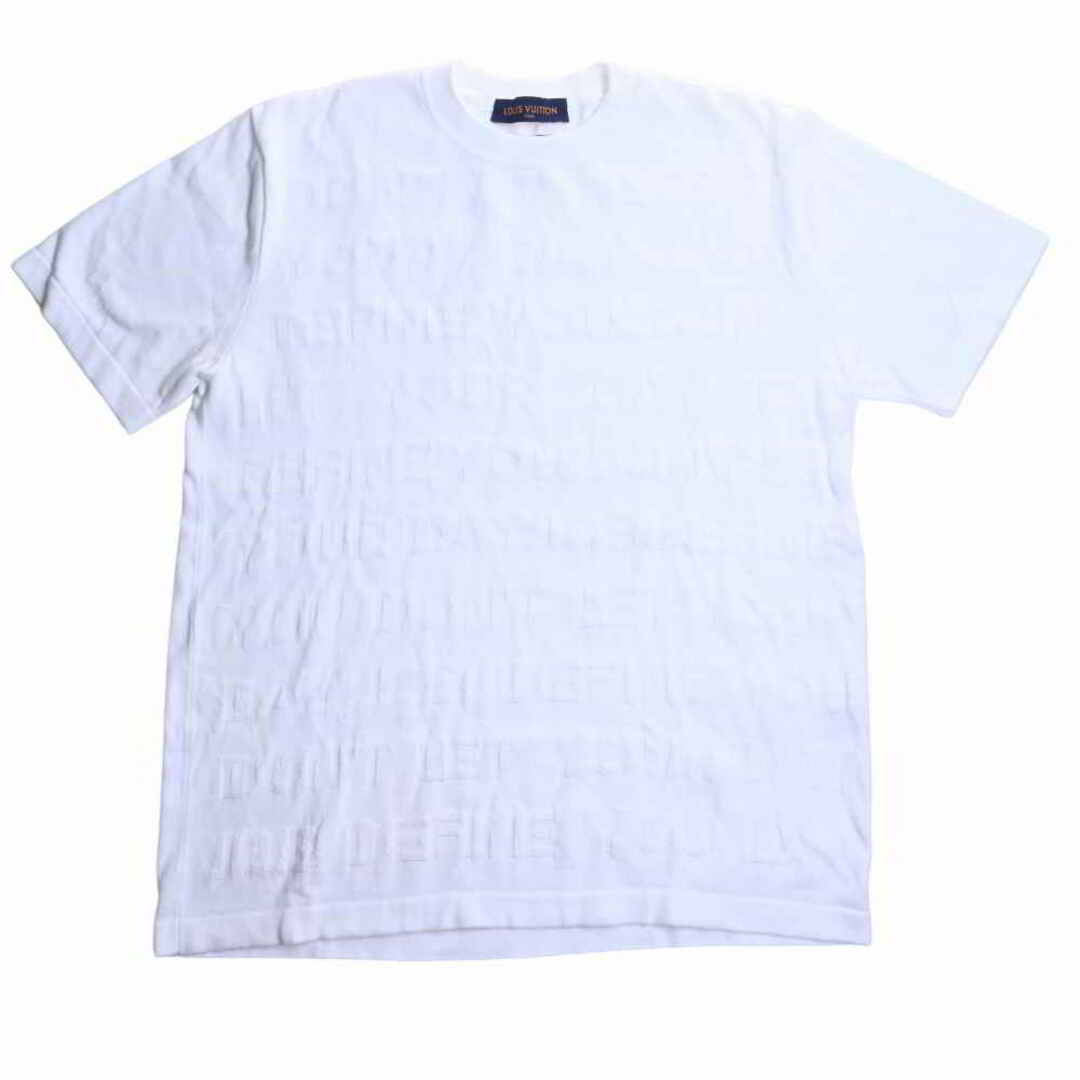 LOUIS VUITTON ルイヴィトン コットン ロゴ ニット レター 半袖 Tシャツ #L RM212M ホワイト by