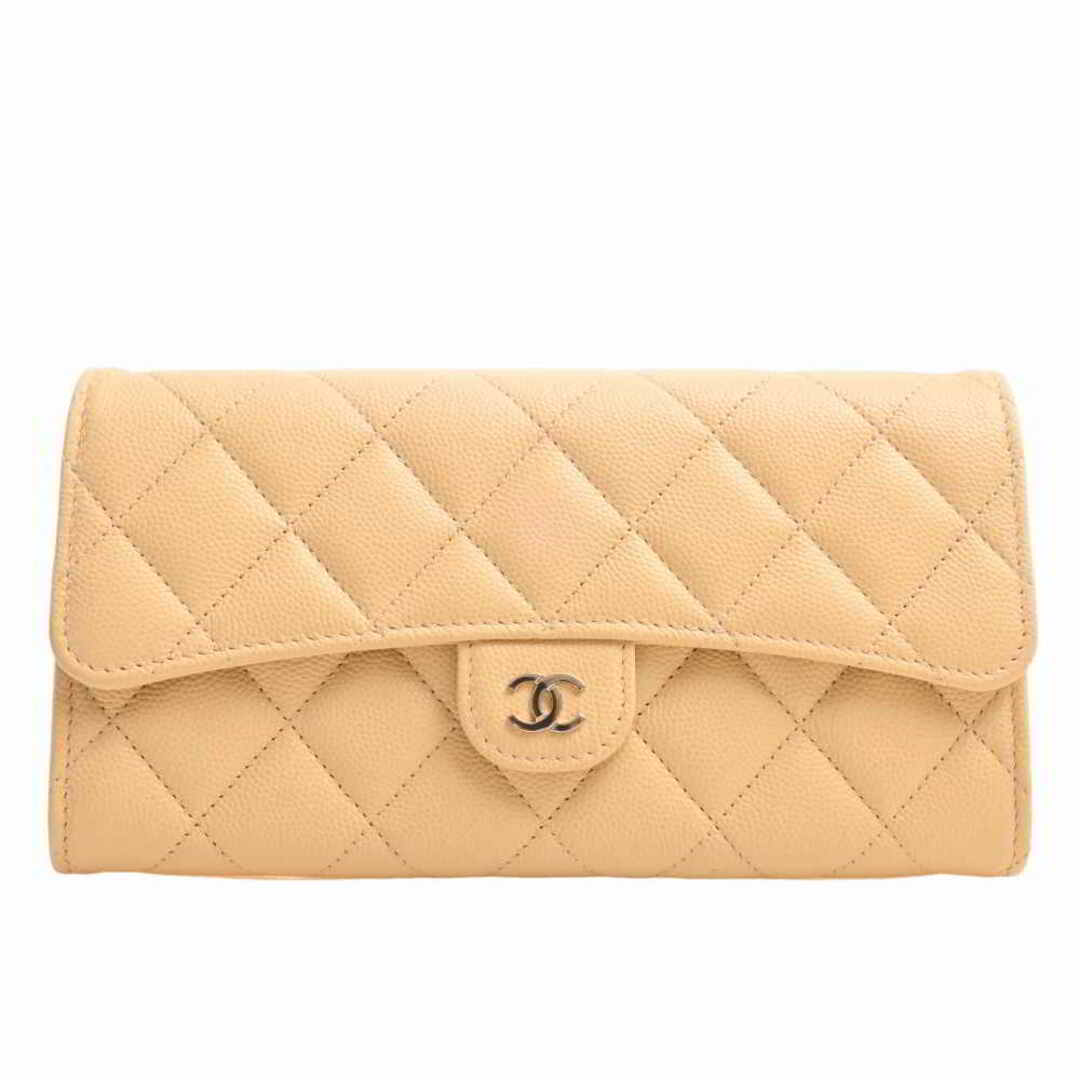 CHANEL シャネル キャビアスキン マトラッセ ココマーク 二つ折り 長