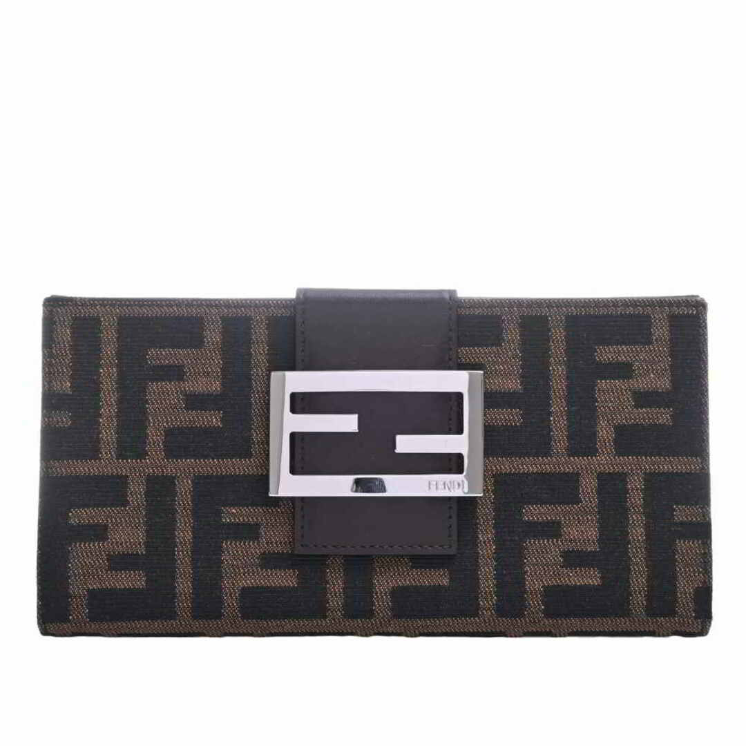 FENDI フェンディ キャンバス ズッカ柄 二つ折り 長財布 - ブラウン by