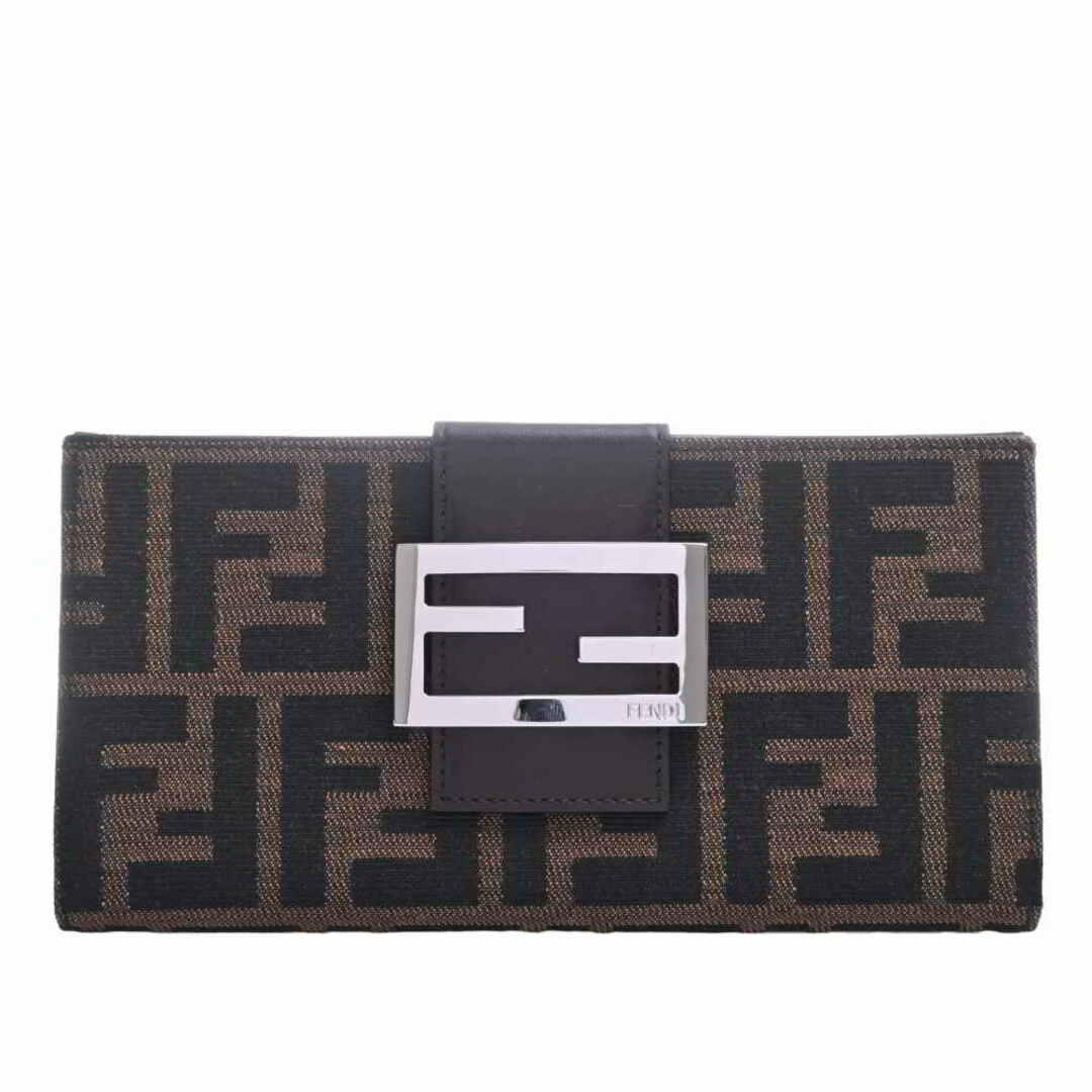 FENDI ズッカ柄 二つ折り財布 レザー キャンバス ブラウン