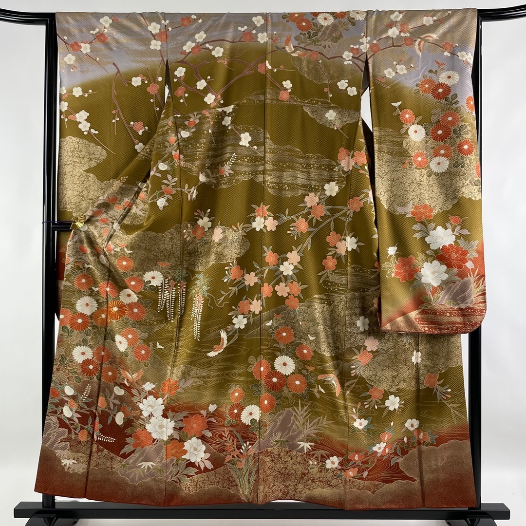 即納 在庫有り 振袖 名品 身丈155cm 裄丈63.5cm 正絹 【中古】 着物