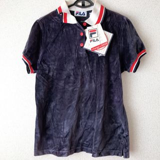 フィラ(FILA)の新品　希少 90s vintage フィラ　FILA カットソー　ポロ　半袖　紺(カットソー(半袖/袖なし))